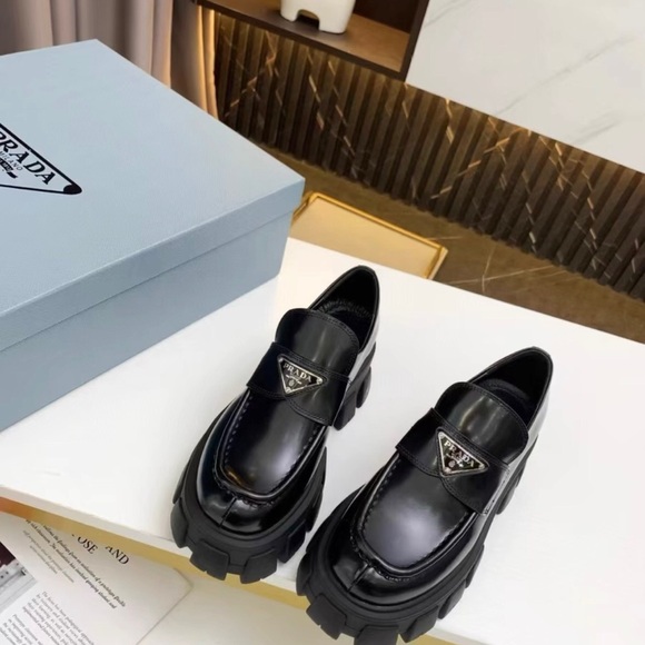 Prada Shoes - Prada Glossy Black Chunky Loafers